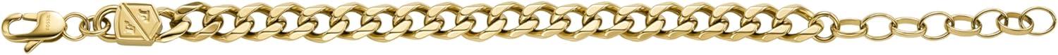 imageFossil Mens Plated Stainless Steel Engravable Personalized Gift ID Chain or Cuff Bracelet for MenGold Curb Chain
