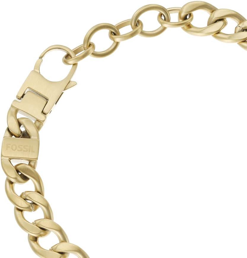imageFossil Mens Plated Stainless Steel Engravable Personalized Gift ID Chain or Cuff Bracelet for MenGold ID Engravable