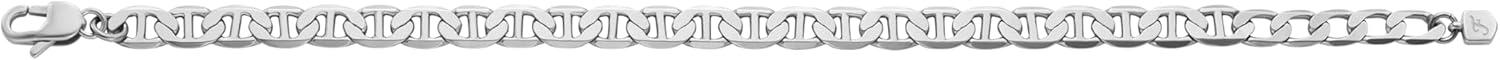 imageFossil Mens Plated Stainless Steel Engravable Personalized Gift ID Chain or Cuff Bracelet for MenHeritage Silver Link