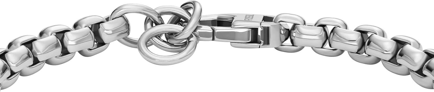 imageFossil Mens Plated Stainless Steel Engravable Personalized Gift ID Chain or Cuff Bracelet for MenKnox Silver ID