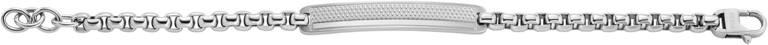 imageFossil Mens Plated Stainless Steel Engravable Personalized Gift ID Chain or Cuff Bracelet for MenKnox Silver ID