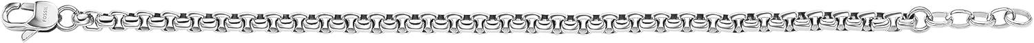 imageFossil Mens Plated Stainless Steel Engravable Personalized Gift ID Chain or Cuff Bracelet for MenSilver Box Chain