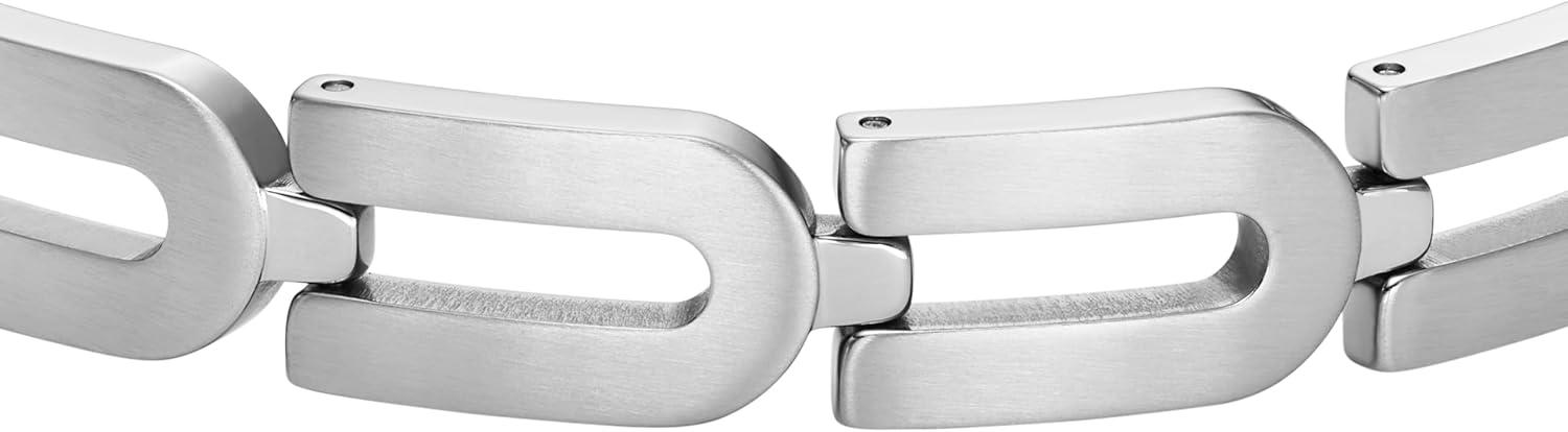 imageFossil Mens Plated Stainless Steel Engravable Personalized Gift ID Chain or Cuff Bracelet for MenSilver Heritage DLink