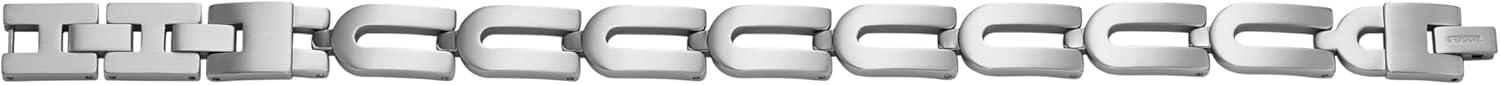 imageFossil Mens Plated Stainless Steel Engravable Personalized Gift ID Chain or Cuff Bracelet for MenSilver Heritage DLink