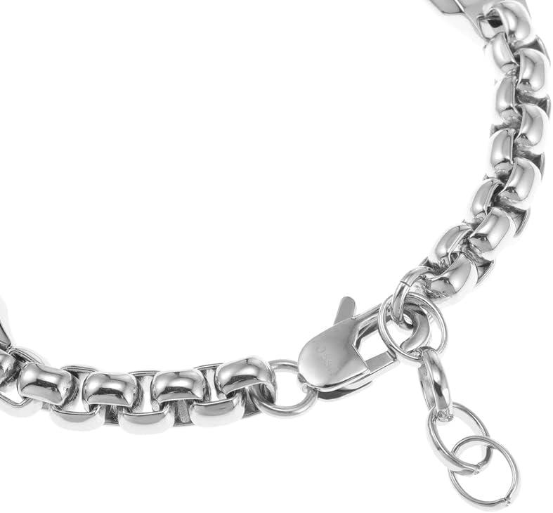 imageFossil Mens Plated Stainless Steel Engravable Personalized Gift ID Chain or Cuff Bracelet for MenSilver ID Chain Engravable