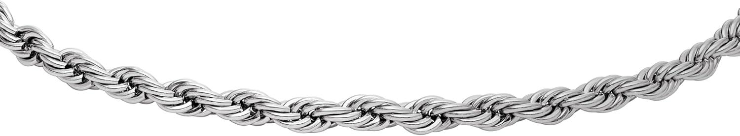 imageFossil Mens Plated Stainless Steel Engravable Personalized Gift ID Chain or Cuff Bracelet for MenSilver Twist