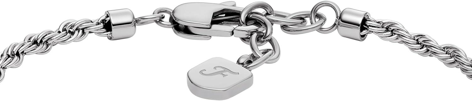 imageFossil Mens Plated Stainless Steel Engravable Personalized Gift ID Chain or Cuff Bracelet for MenSilver Twist