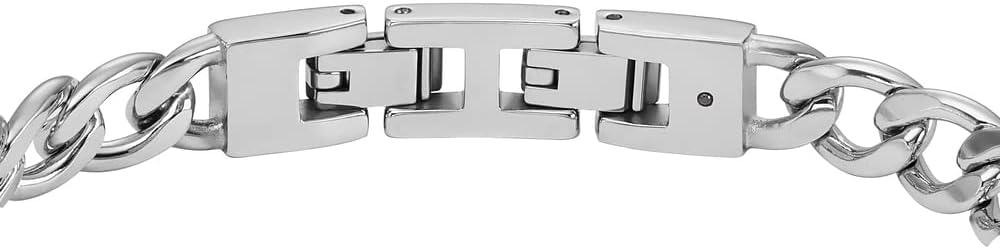 imageFossil Mens Plated Stainless Steel Engravable Personalized Gift ID Chain or Cuff Bracelet for MenSilverBlack