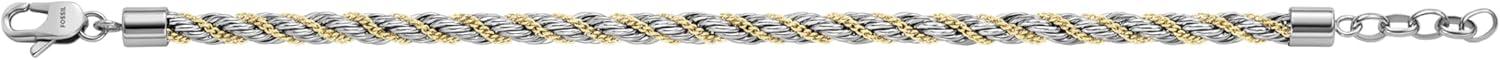 imageFossil Mens Plated Stainless Steel Engravable Personalized Gift ID Chain or Cuff Bracelet for MenTwoTone Twist Chain