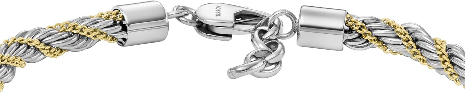 imageFossil Mens Plated Stainless Steel Engravable Personalized Gift ID Chain or Cuff Bracelet for MenTwoTone Twist Chain