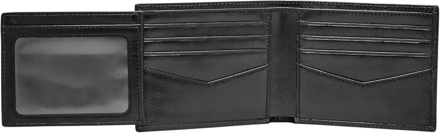 imageFossil Mens Ryan Leather RFID Blocking Bifold Flip ID WalletBlack