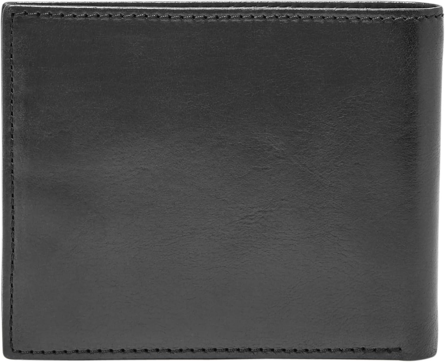 imageFossil Mens Ryan Leather RFID Blocking Bifold Flip ID WalletBlack