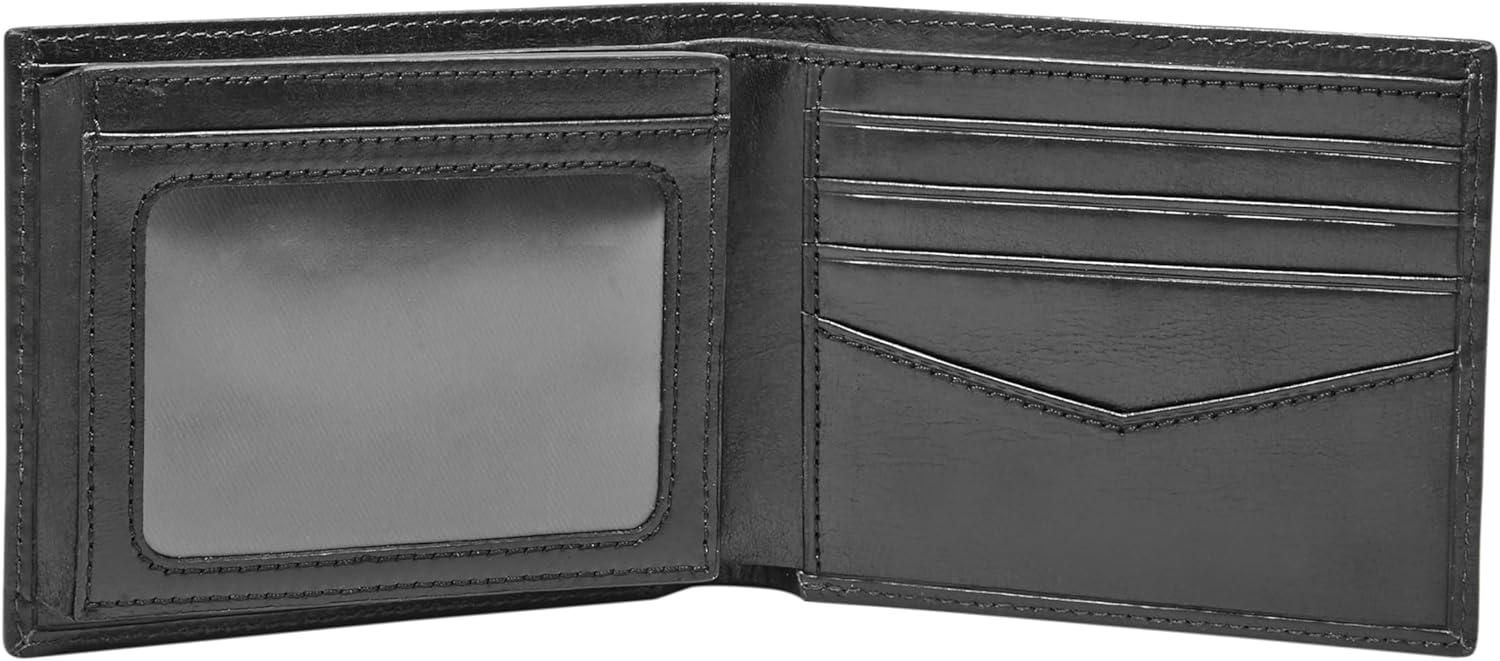 imageFossil Mens Ryan Leather RFID Blocking Bifold Flip ID WalletBlack