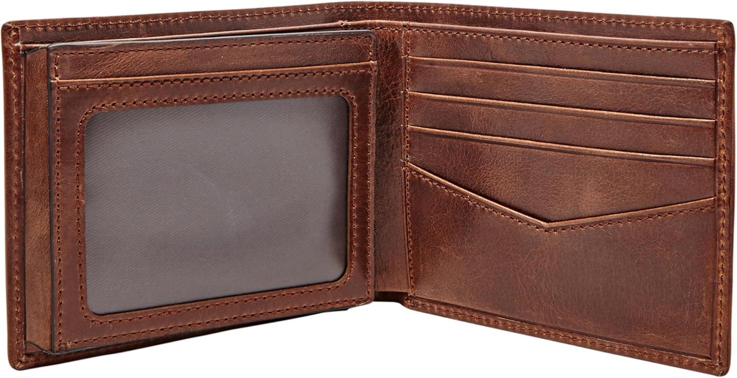 imageFossil Mens Ryan Leather RFID Blocking Bifold Flip ID WalletBrown