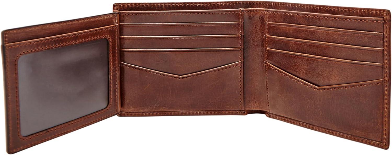 imageFossil Mens Ryan Leather RFID Blocking Bifold Flip ID WalletBrown