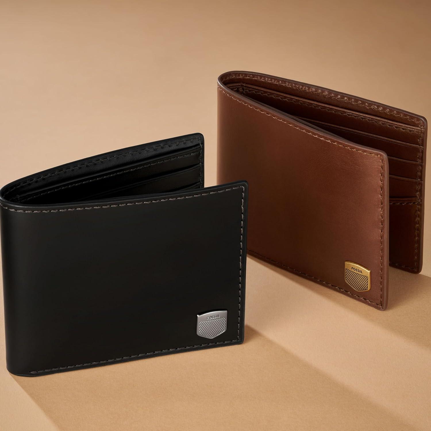 imageFossil Mens Ryan Leather RFID Blocking Bifold Flip ID WalletHayes Black