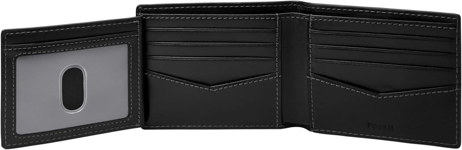 imageFossil Mens Ryan Leather RFID Blocking Bifold Flip ID WalletHayes Black