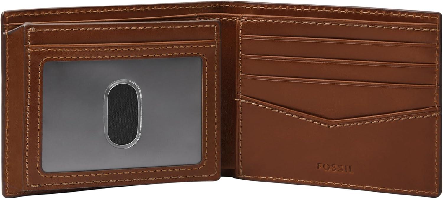 imageFossil Mens Ryan Leather RFID Blocking Bifold Flip ID WalletHayes Brown