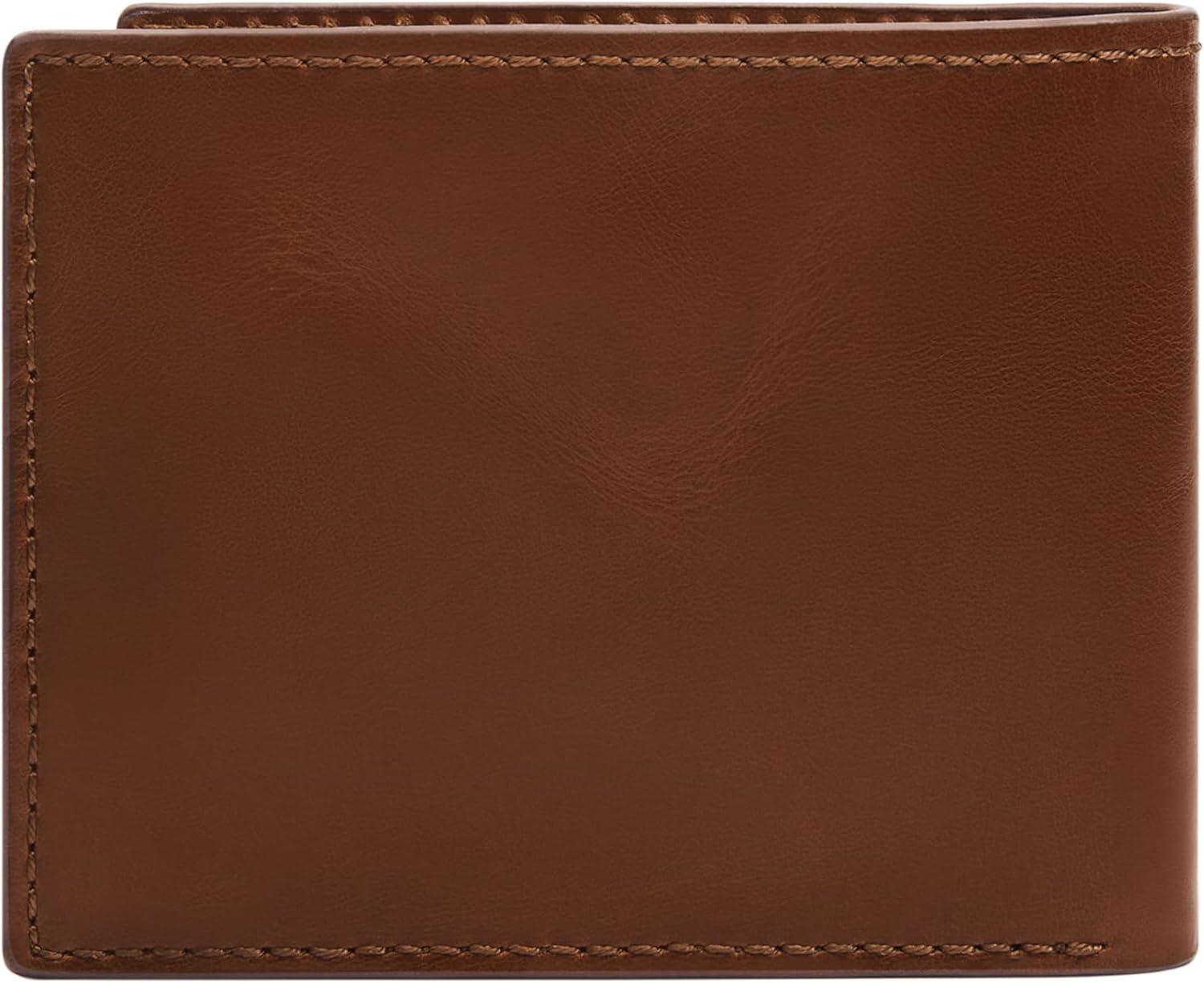 imageFossil Mens Ryan Leather RFID Blocking Bifold Flip ID WalletHayes Brown