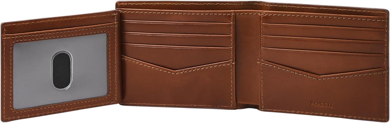 imageFossil Mens Ryan Leather RFID Blocking Bifold Flip ID WalletHayes Brown