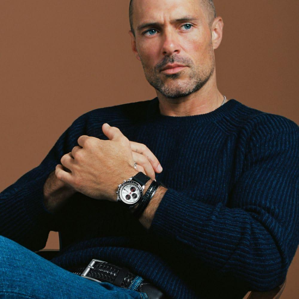 imageFossil Mens Sport Tourer Quartz Stainless Steel Chronograph WatchBlack SiliconeSilverWhite