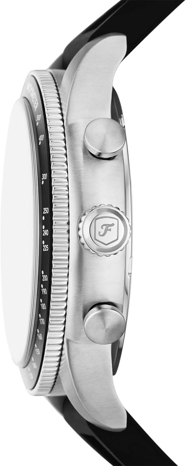 imageFossil Mens Sport Tourer Quartz Stainless Steel Chronograph WatchBlack SiliconeSilverYellow