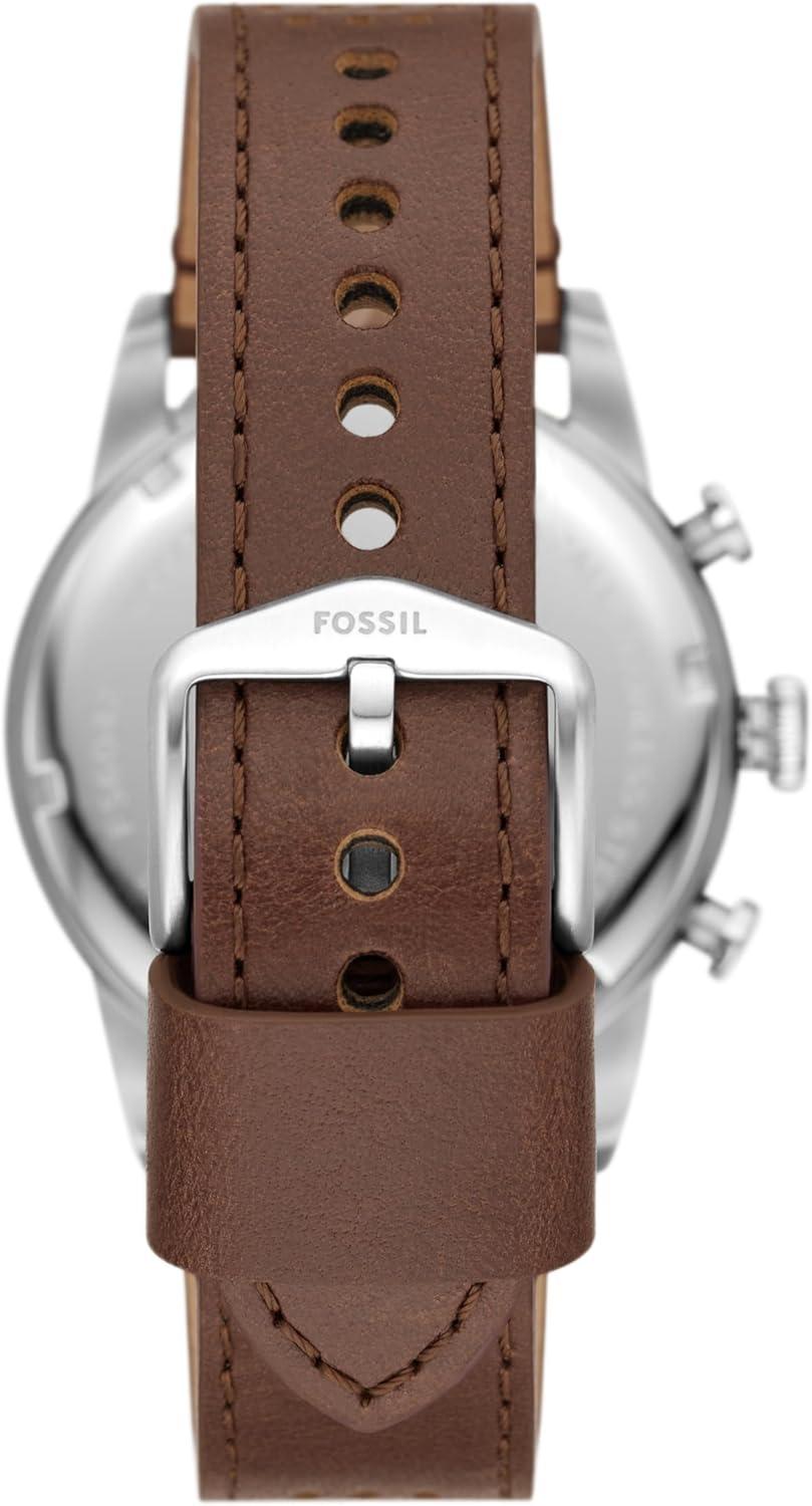 imageFossil Mens Sport Tourer Quartz Stainless Steel Chronograph WatchBrown LeatherSilverCream