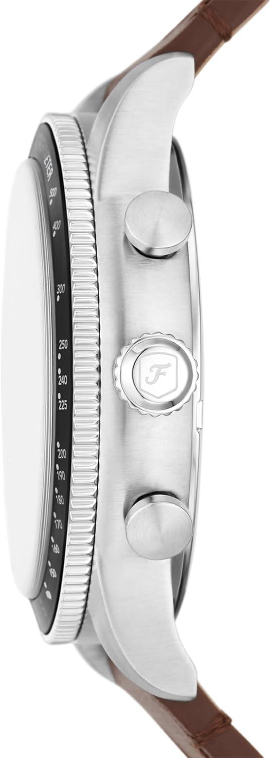 imageFossil Mens Sport Tourer Quartz Stainless Steel Chronograph WatchBrown LeatherSilverCream