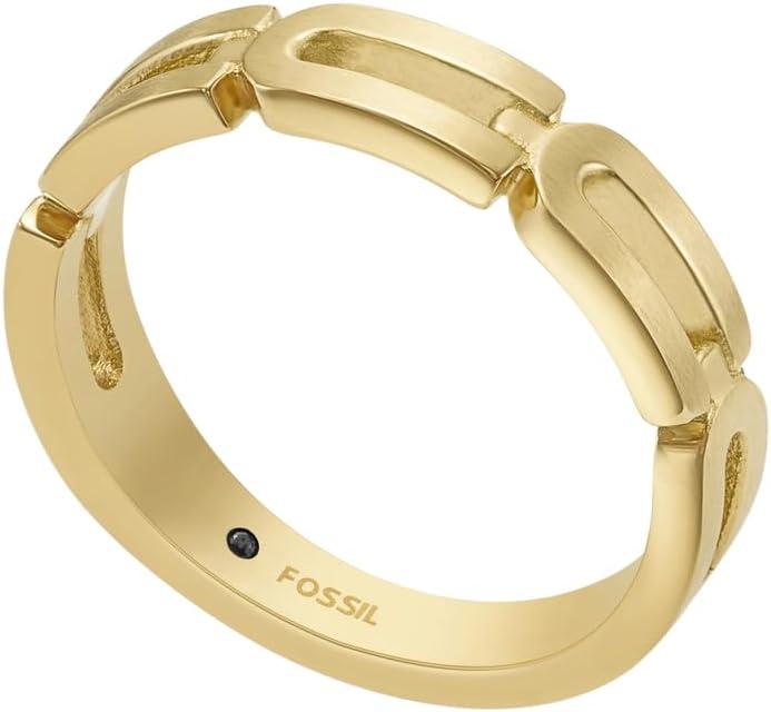 imageFossil Mens Stainless Steel RingHeritage Link Gold