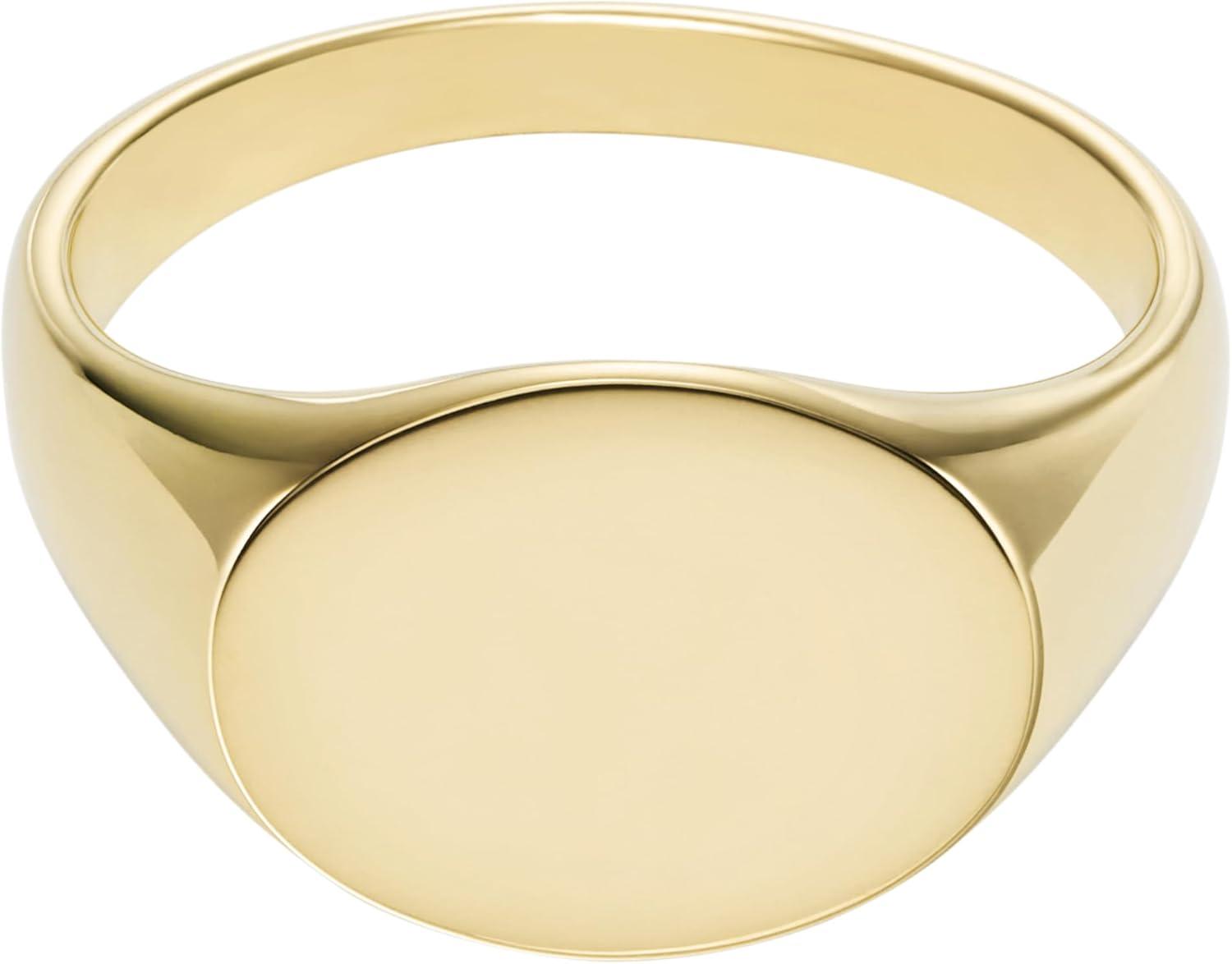 imageFossil Mens Stainless Steel RingSignet Gold