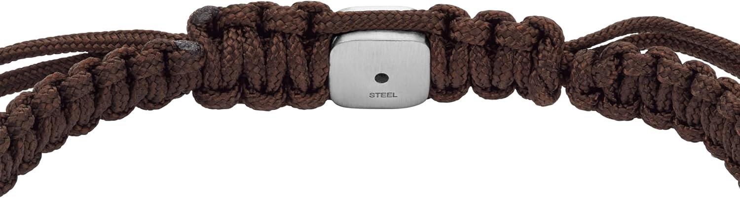 imageFossil Mens Stainless Steel and Genuine Leather andor Beaded Bracelet for MenBlue SodaliteBrown