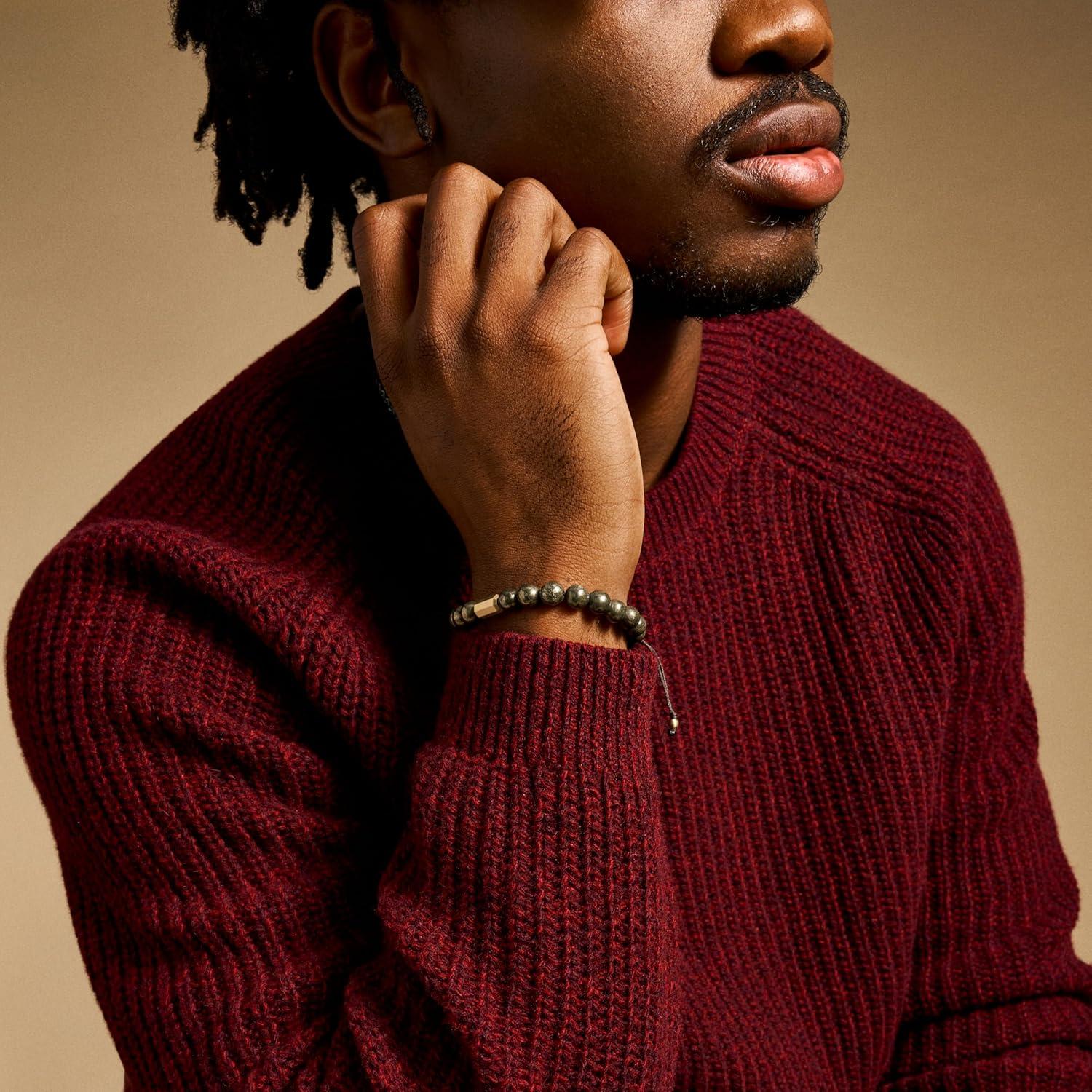 imageFossil Mens Stainless Steel and Genuine Leather andor Beaded Bracelet for MenGray Bead