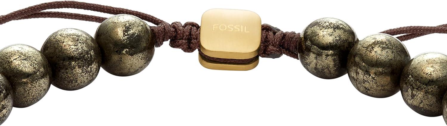 imageFossil Mens Stainless Steel and Genuine Leather andor Beaded Bracelet for MenGray Bead