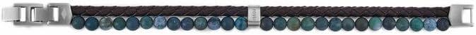 imageFossil Mens Stainless Steel and Genuine Leather andor Beaded Bracelet for MenGreenBrown