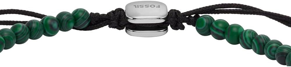 imageFossil Mens Stainless Steel and Genuine Leather andor Beaded Bracelet for MenMalachiteGreen