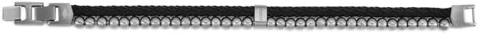 imageFossil Mens Stainless Steel and Genuine Leather andor Beaded Bracelet for MenSilver BeadedBlack