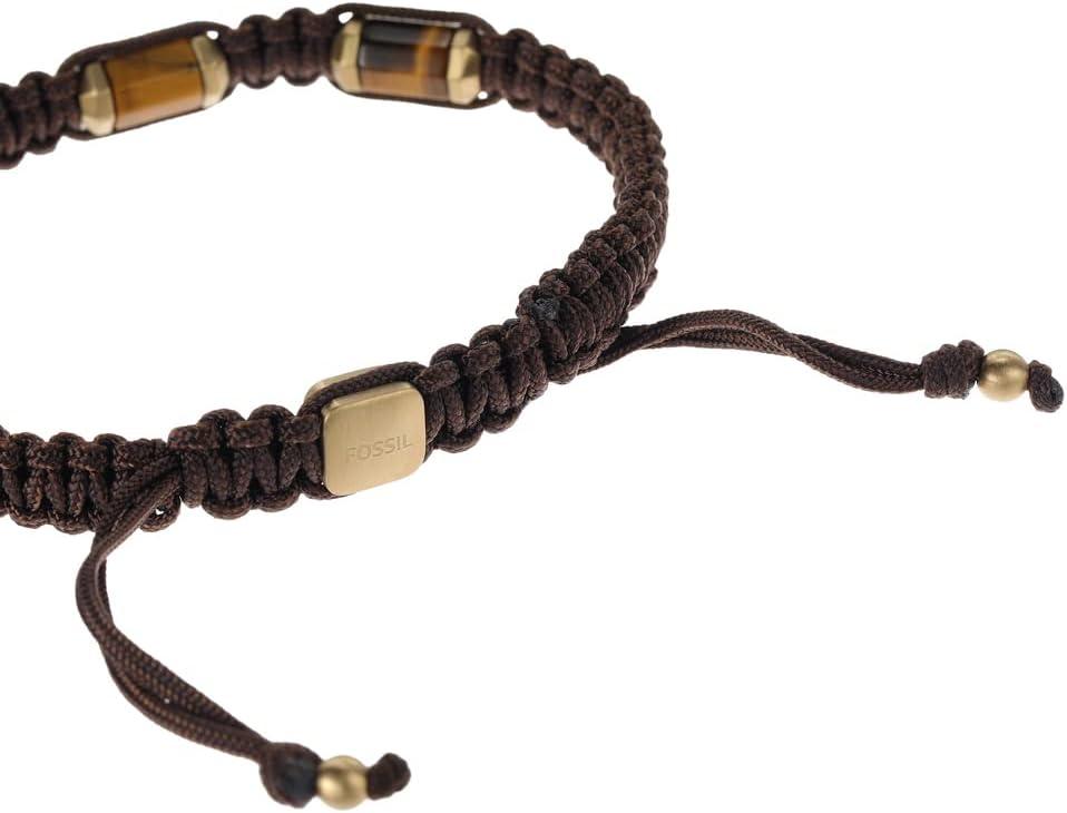 imageFossil Mens Stainless Steel and Genuine Leather andor Beaded Bracelet for MenTigers EyeBrownGold