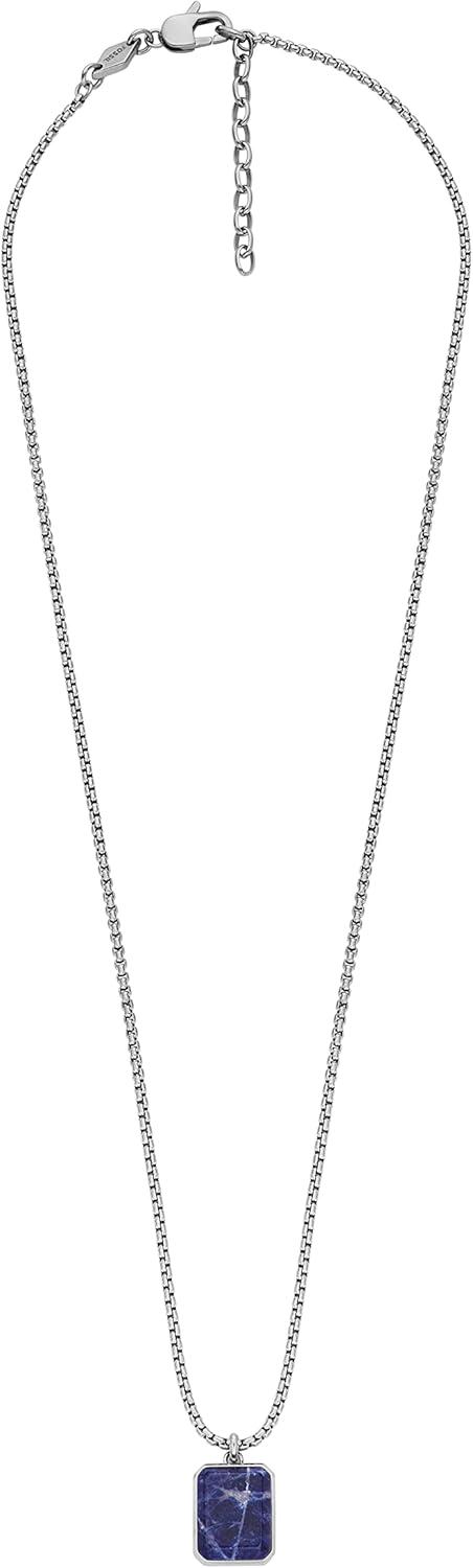 imageFossil Mens Stainless Steel or Leather Necklace for MenBlue Sodalite