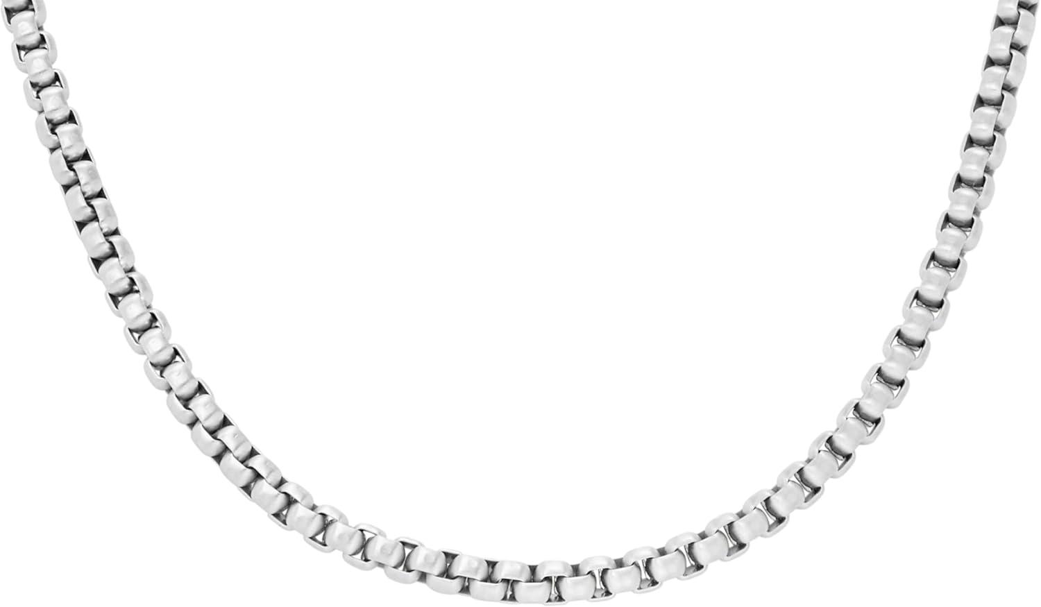 imageFossil Mens Stainless Steel or Leather Necklace for MenEllis Silver Chain