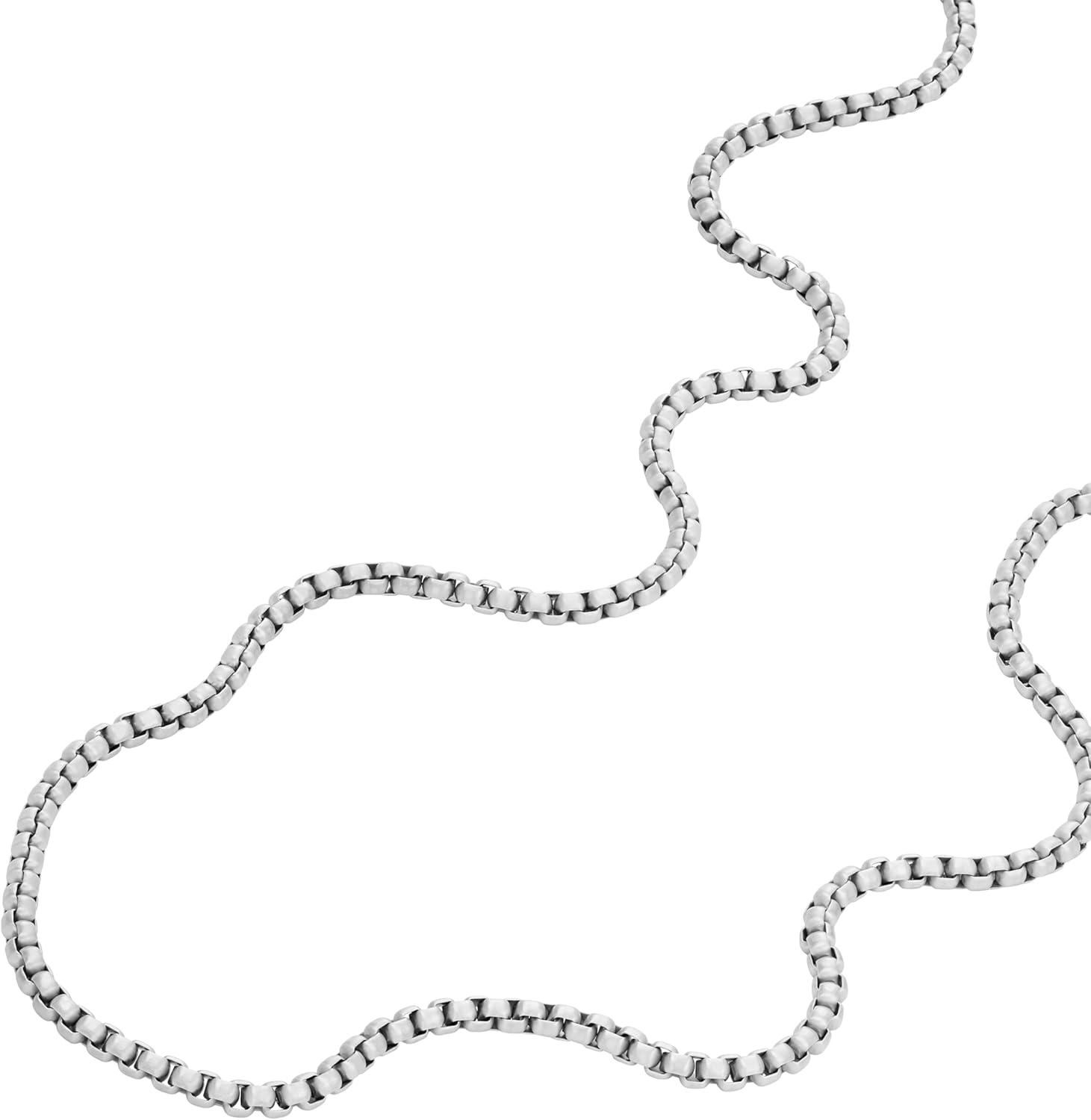 imageFossil Mens Stainless Steel or Leather Necklace for MenEllis Silver Chain