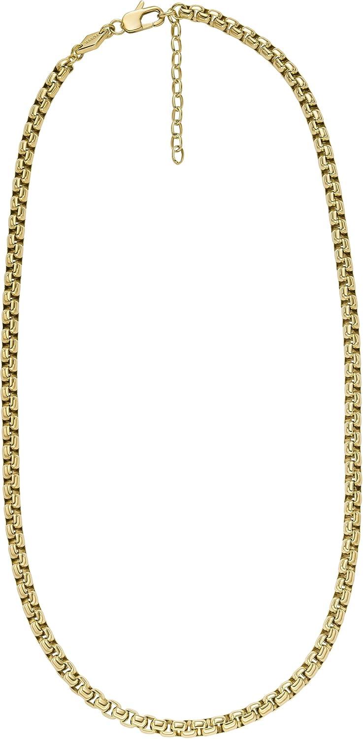 imageFossil Mens Stainless Steel or Leather Necklace for MenGold Box Chain