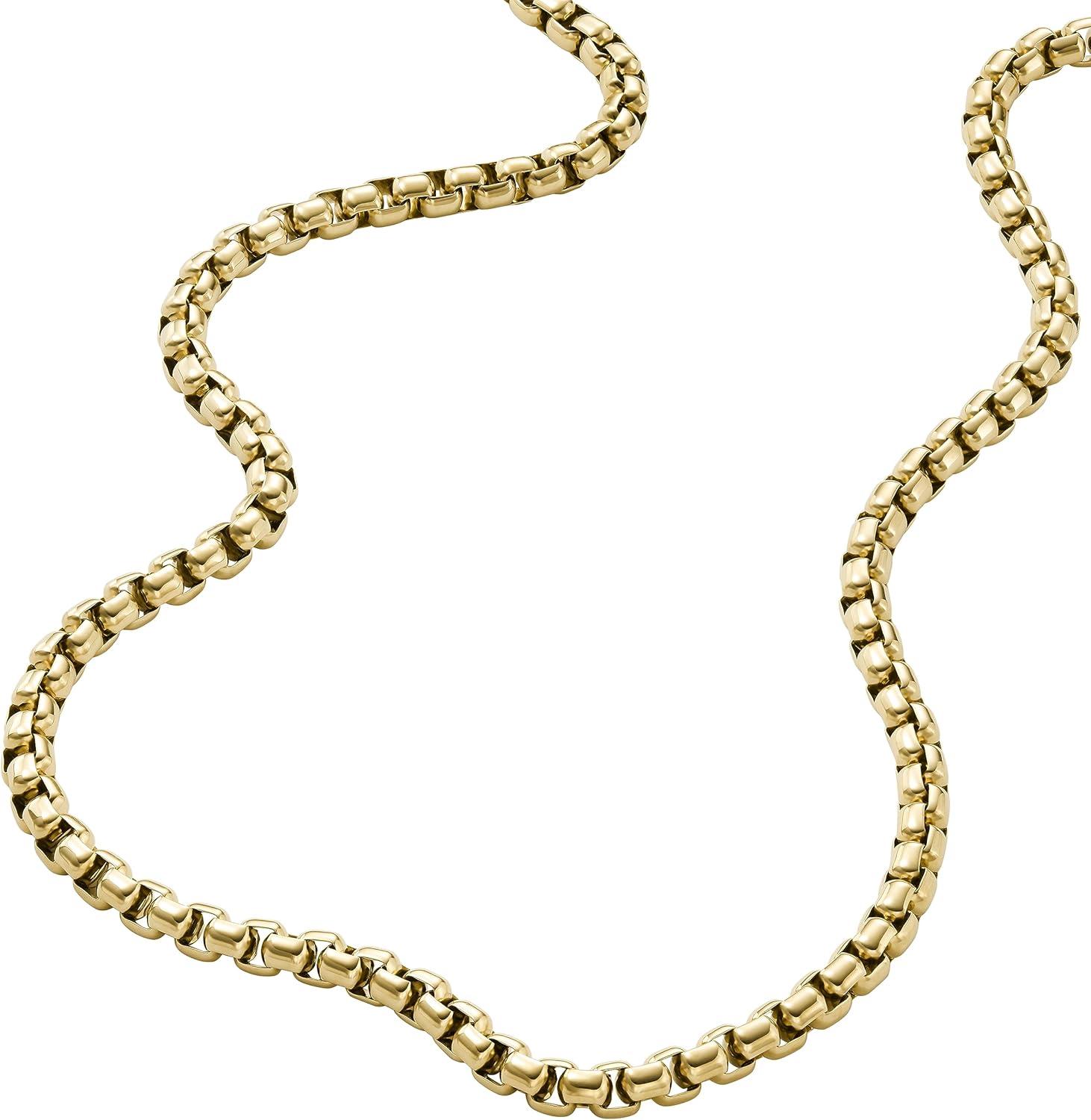 imageFossil Mens Stainless Steel or Leather Necklace for MenGold Box Chain