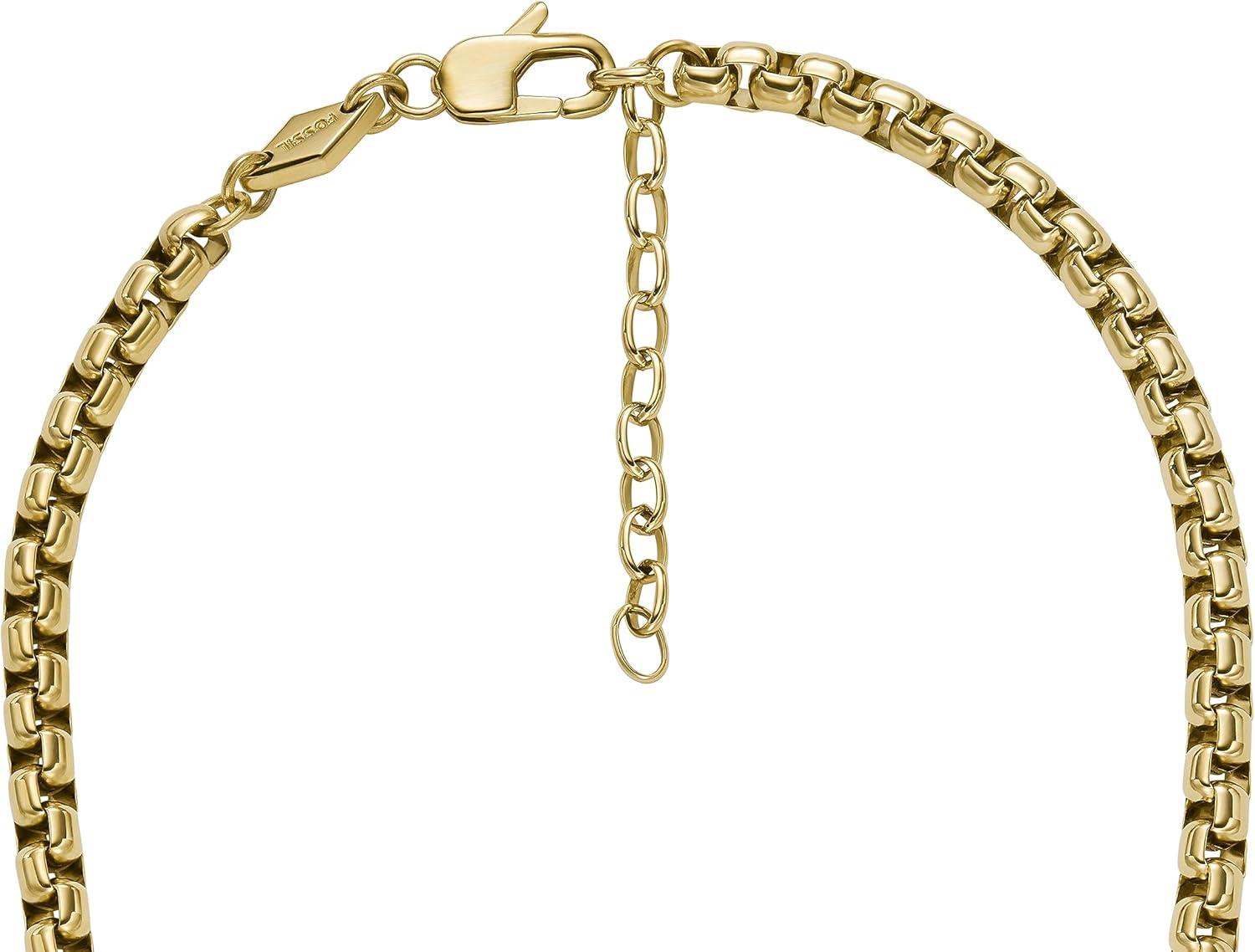 imageFossil Mens Stainless Steel or Leather Necklace for MenGold Box Chain