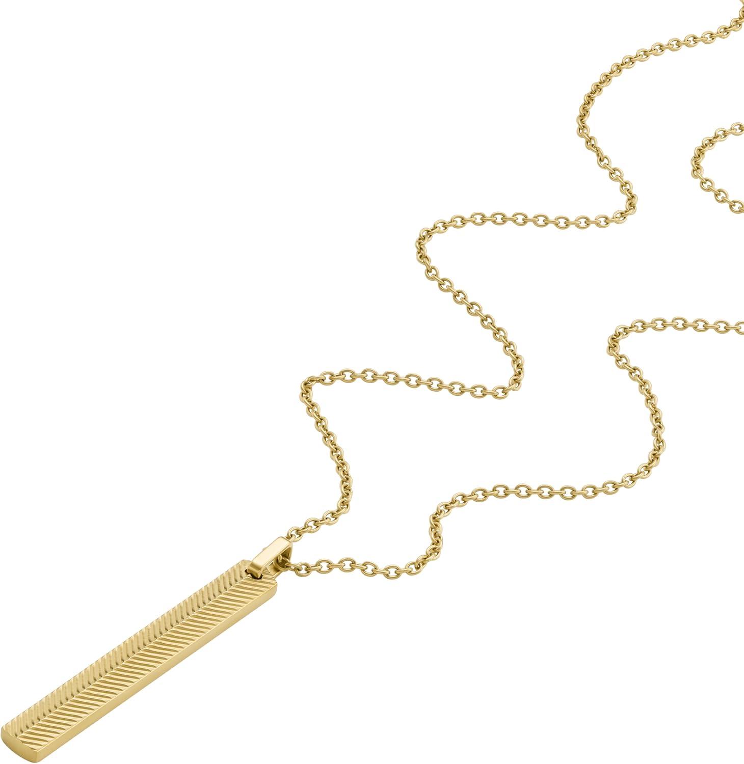 imageFossil Mens Stainless Steel or Leather Necklace for MenGold Harlow Linear Texture Bar