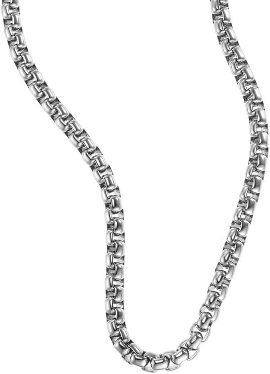 imageFossil Mens Stainless Steel or Leather Necklace for MenSilver Box Chain