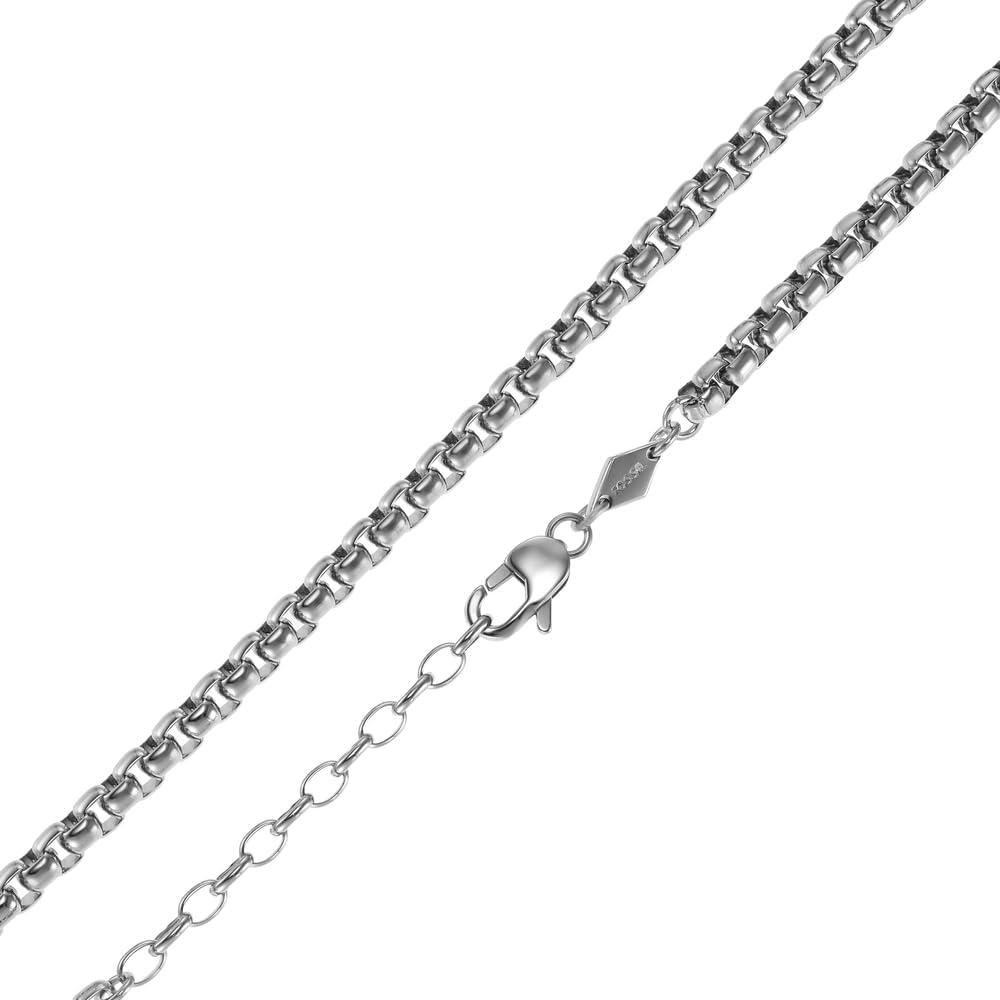 imageFossil Mens Stainless Steel or Leather Necklace for MenSilver Box Chain