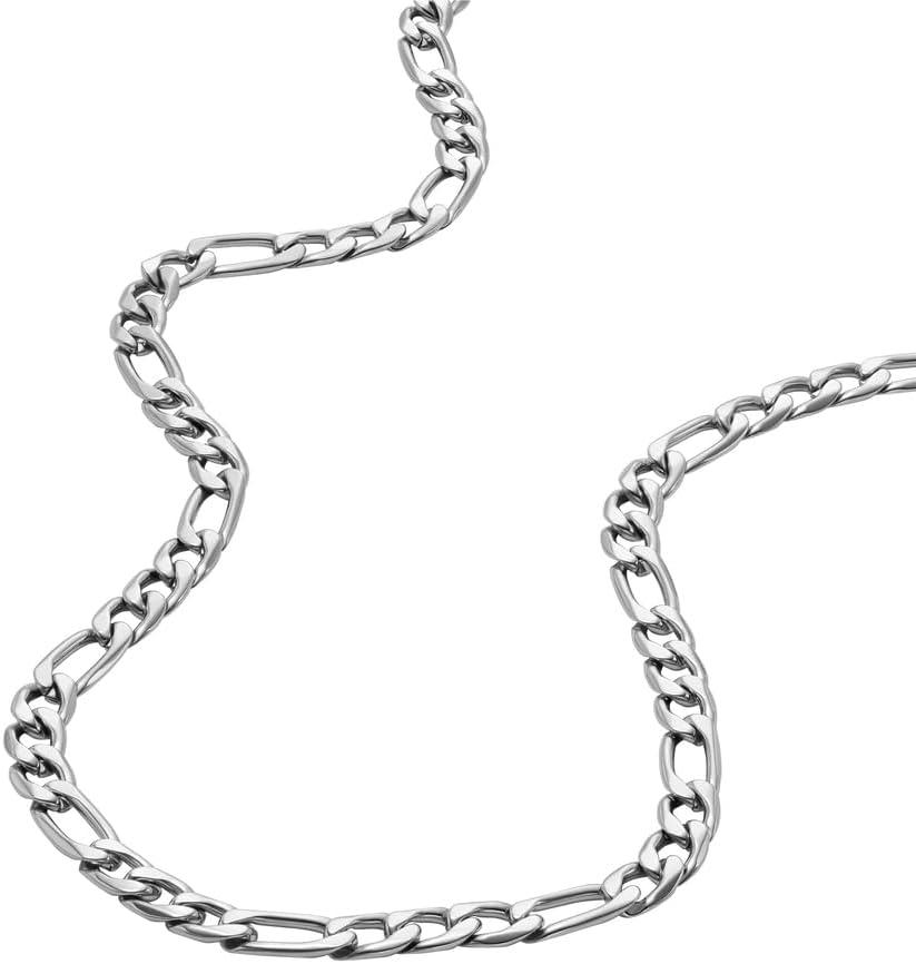 imageFossil Mens Stainless Steel or Leather Necklace for MenSilver Figaro Chain