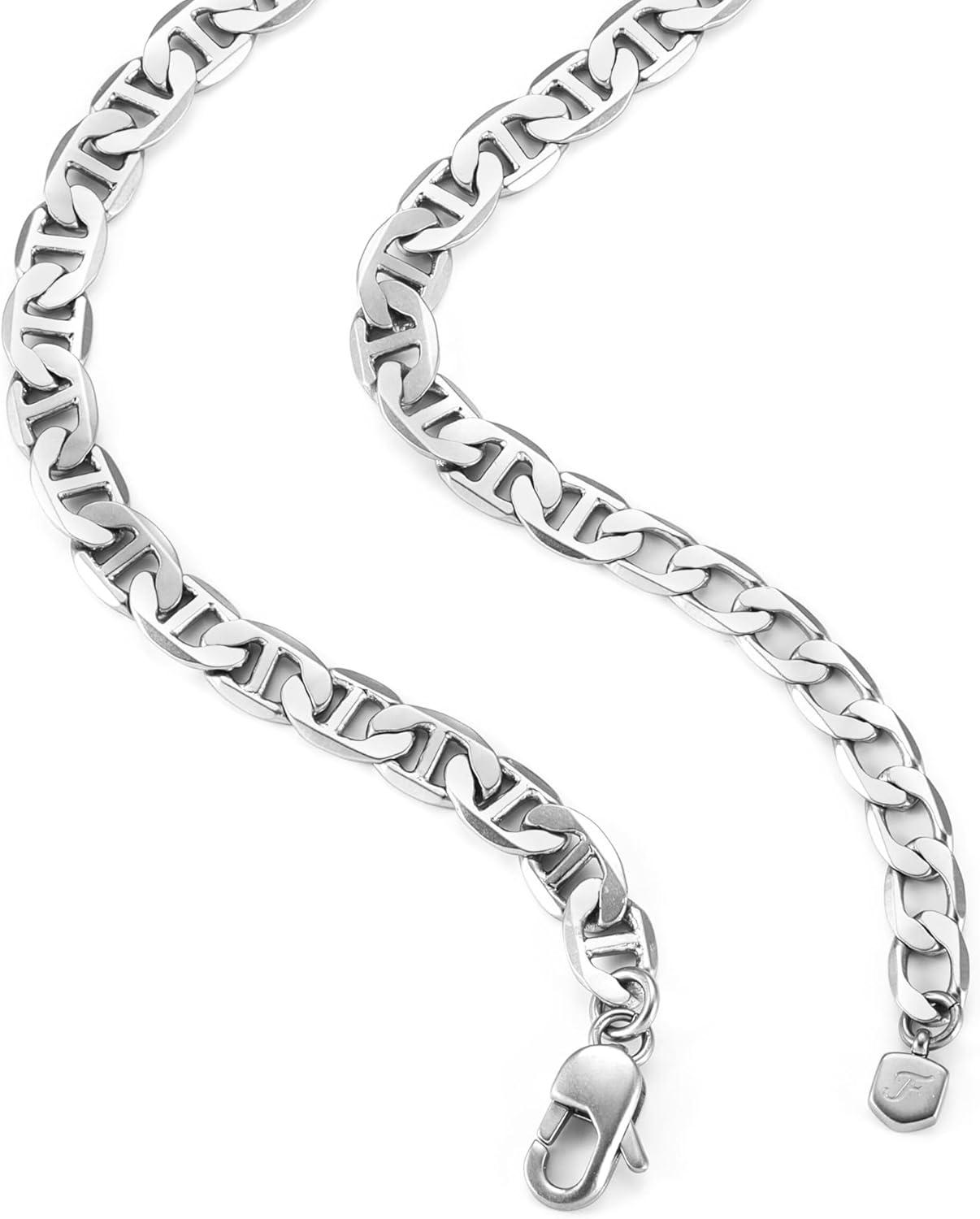 imageFossil Mens Stainless Steel or Leather Necklace for MenSilver Heritage Chain