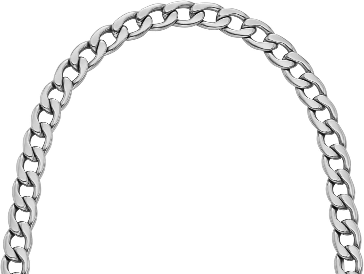 imageFossil Mens Stainless Steel or Leather Necklace for MenSilver Heritage Link