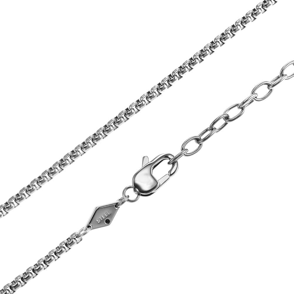 imageFossil Mens Stainless Steel or Leather Necklace for MenSilverBlack Grooved Tag